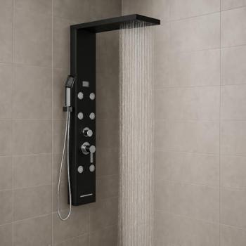 Pannello Doccia OGOMONDO York-1 Black – 4 Funzioni, Display Digitale e Termostato