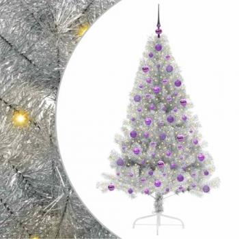 Sapin de Noël Argenté avec Lumières LED 180 cm