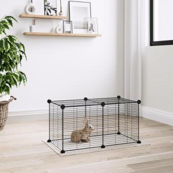 VidaXL Jaula para Mascotas de 8 Paneles Acero Negro Perro Animal Pequeño 35x35cm Altura de la rejilla (Cada una) 4.3 cm, 1.5 cm
