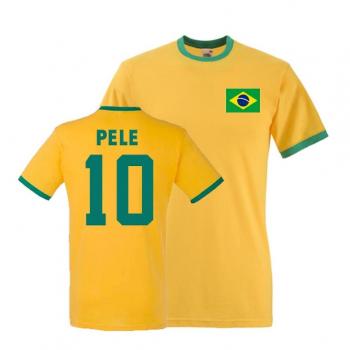 T-shirt Jaune Ringer Gildan Pele Brésil Large