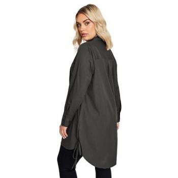 Yours Curve Chemise Gris Coton Poplin