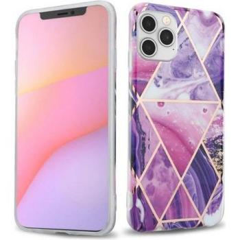Étui de Luxe Marbre Vague Violet – iPhone 12 / 12 Pro (Silicone TPU)