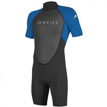 Muta in neoprene O'Neill Reactor 2 2mm con cerniera posteriore manica corta nera e blu elettrico