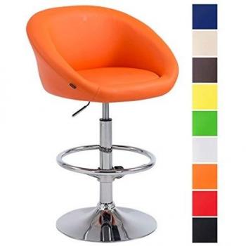 CLP Barhocker Miami II mit hochwertiger Polsterung und Kunstlederbezug I Höhenverstellbar und drehbar I Barstuhl mit Rückenlehne Orange