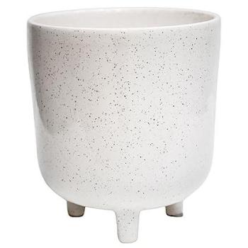 Speckled Lecce Plant Pot 16×16×19 cm – White Finish