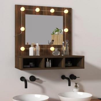 Specchio a Mobile con Led Rovere Marrone 60x31,5x62
