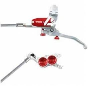 Hope Tech 4 E4 Disc Brake Silber vorne, roter Schlauch