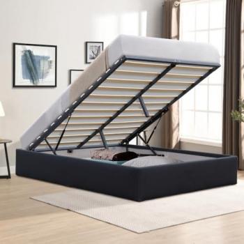 Lit Coffre Pratique Manon Noir 140x190