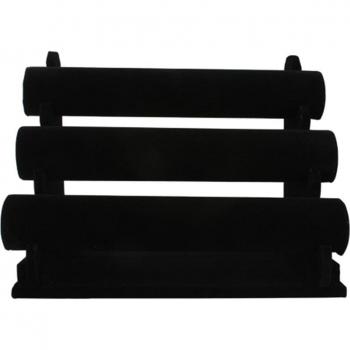 Black Velvet Multi-Layer T-Bar Jewelry Stand