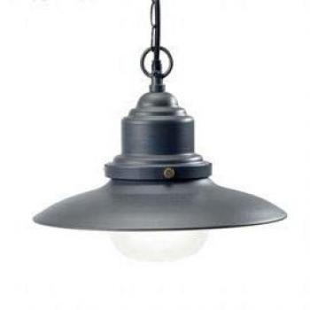 Lampada a sospensione per esterni con attacco E27 in pressofusione di alluminio e acciaio verniciato colore grigio 563/16 SOVIL