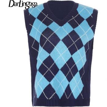 Top de punto sin mangas a cuadros para mujer