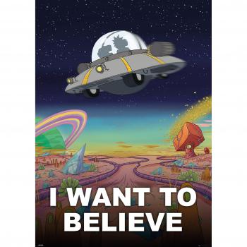 Rick und Morty – I Want to Believe XXL-Holzplakat (100 × 140 cm)