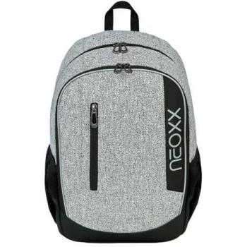 Neoxx Sac à dos scolaire gris clair / noir – Flow School Backpack Wool The World 289583