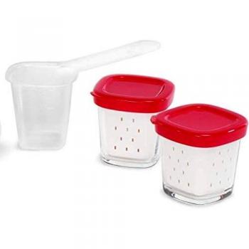 Scatola di 6 vasetti di yogurt in vetro con coperchio e sgocciolatoio