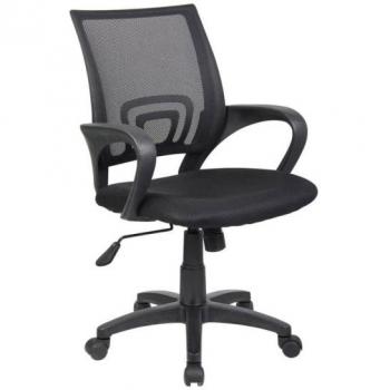 Sedia con braccioli in tessuto nero