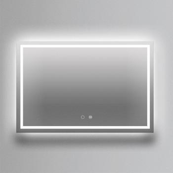Espejo de baño rectangular con luz frontal fija fría LED 80x80