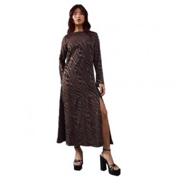 Petite Burnout Chiffon Long Sleeve Maxi Dress