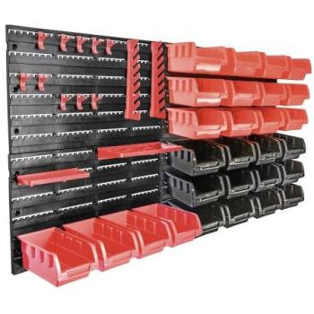 Système mural 46 pièces – Bacs empilables, 4 panneaux – Rangement garage