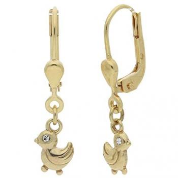 Zirkonia‑Veredelter Gold‑Ohrhänger “Enten‑Eleganz” (JL30‑06‑1259)