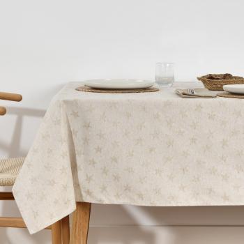 Jacquard Antimanchas en Lino Blanco – Mantel 100 × 140 cm, Resistente al Agua