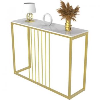 Table d'Entrée Élégante en Marbre et Doré