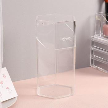 Transparent Makeup Brush Bucket with Eyebrow Pencil Holder