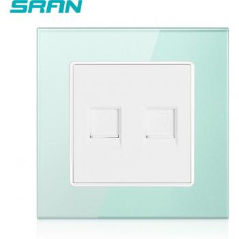 SRAN Doppel RJ45 Buchse 86x86mm Kristallglas Tafel