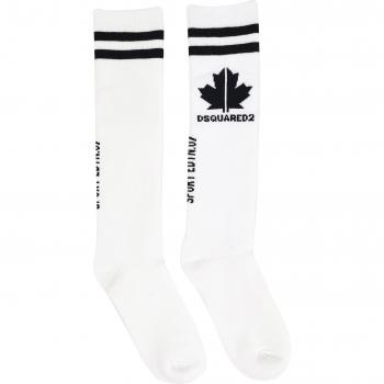 DSQUARED2 Kids White Socks with Jacquard Logo Size 3 Unisex