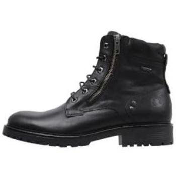 Botas de hombre de piel negras con cierre de cordones y cremallera exterior
