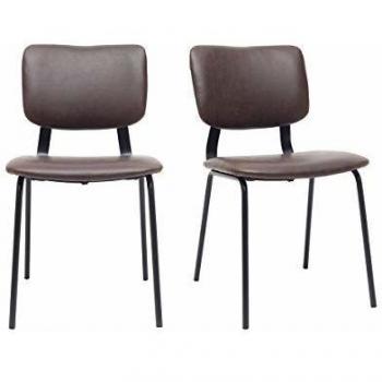 Chaises Miliboo Vintage Marron foncé avec Pieds métal Noir