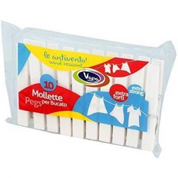 Vapa mollette Per Bucato 10 Pz Bianche (Confezione da 2 Pacchi)