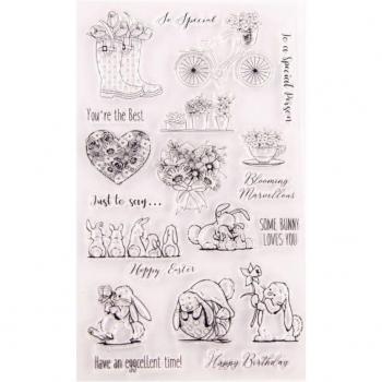 Timbre de Lapin à Fleurs – Papier Carte Artisanat