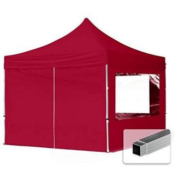 Barnum 3x3 m Tonnelle pliante Alu, PES 700, 4 côtés panoramiques, rouge