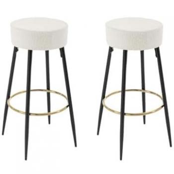 Sgabello da bar in tessuto bouclette e acciaio nero