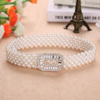 Robe femme avec ceinture élastique perles et strass