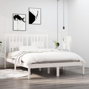 Lit cadre blanc en pin massif 140x190 cm