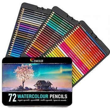 72 Matite Colorate Solubili Zenacolor in Scatola di Metallo