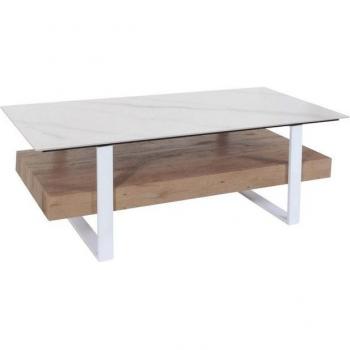 MCW L88 Couchtisch – 43 × 120 × 60 cm, Sinterstein Marmor‑Optik, weißes Finish