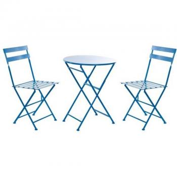 Conjunto de Mesa y 2 Sillas DKD Home Decor MB-166634 Azul (3 pcs)