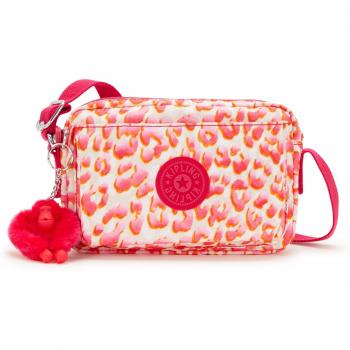 Bandolera de mujer Kipling Abanu M estampado animal print en coral