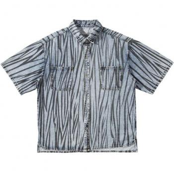 Men's Streetwear Zebra Denim Top