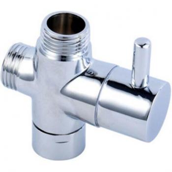 Adaptador de interruptor T con válvula desviadora y grifo cromado