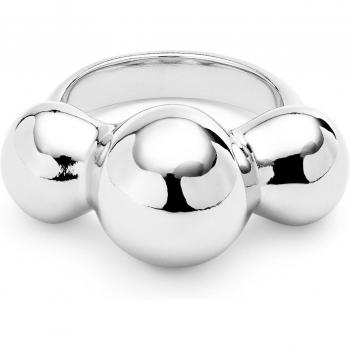 Bague argentée avec trio de perles