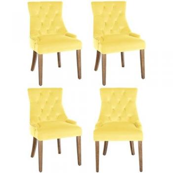Poltrone da Pranzo Aberdeen in Velluto Giallo Antik
