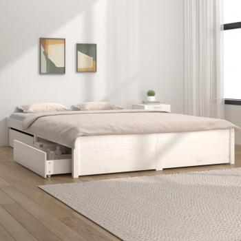 VidaXL Double Bed Frame with Underbed Storage White
