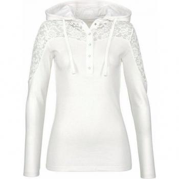 Figurbetontes Kapuzen‑Tee Shirt „Soft White“