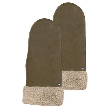 Moufle Isotoner Femme Cuir Imitation Fourrure Olive 7