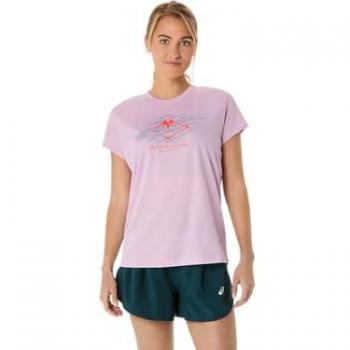 ASICS Maglietta da running donna Fujitrial Logo SS Top rosa, taglia S