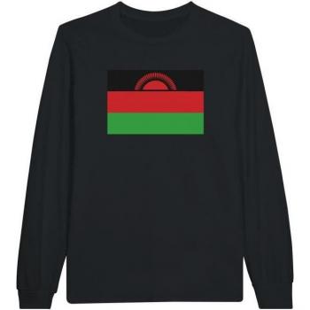 Malawi Flag T-Shirt, Long Sleeves, Black