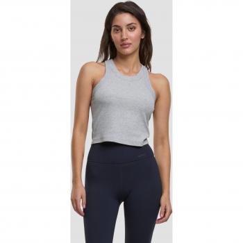 Mittelgraues Ripp-Top für Damen von aim'n